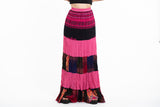 Wholesale Patchwork Long Skirt in Pink - $14.50