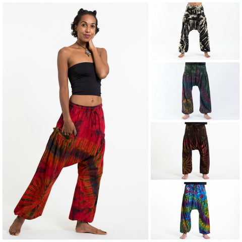 Assorted Set of 5 Tie Dye Thai Cotton Low Cut Harem Pants