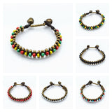 Wholesale Assorted set of 5 Hand Made Fair Trade Waxed String Bracelet With Brass And Glass Beads - $35.00