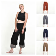Assorted Set of 5 Women's Cotton Double Layers Cropped Pants in Solid Color