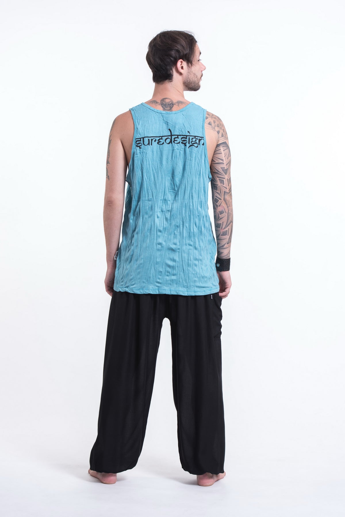 Sure Design Men's See No Evil Buddha Tank Top Turquoise