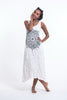 Sure Design Womens Lotus Mandala Scoop Neck Tank Dress White