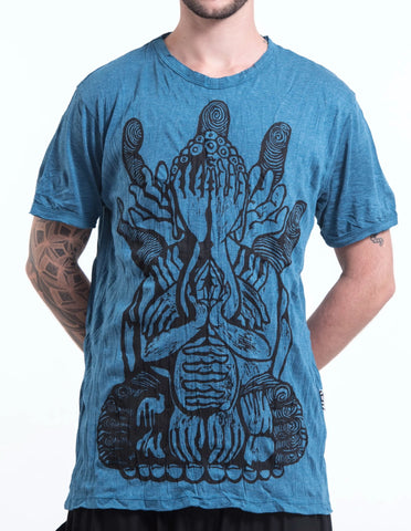 Sure Design Men's See No Evil Buddha T-Shirt Denim Blue