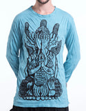 Wholesale Sure Design Unisex See No Evil Buddha Long Sleeve T-Shirt Turquoise - $10.00