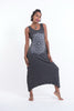 Sure Design Womens Lotus Mandala Scoop Neck Tank Dress Silver on Black