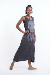 Sure Design Womens Dreamcatcher Scoop Neck Tank Dress Silver on Black