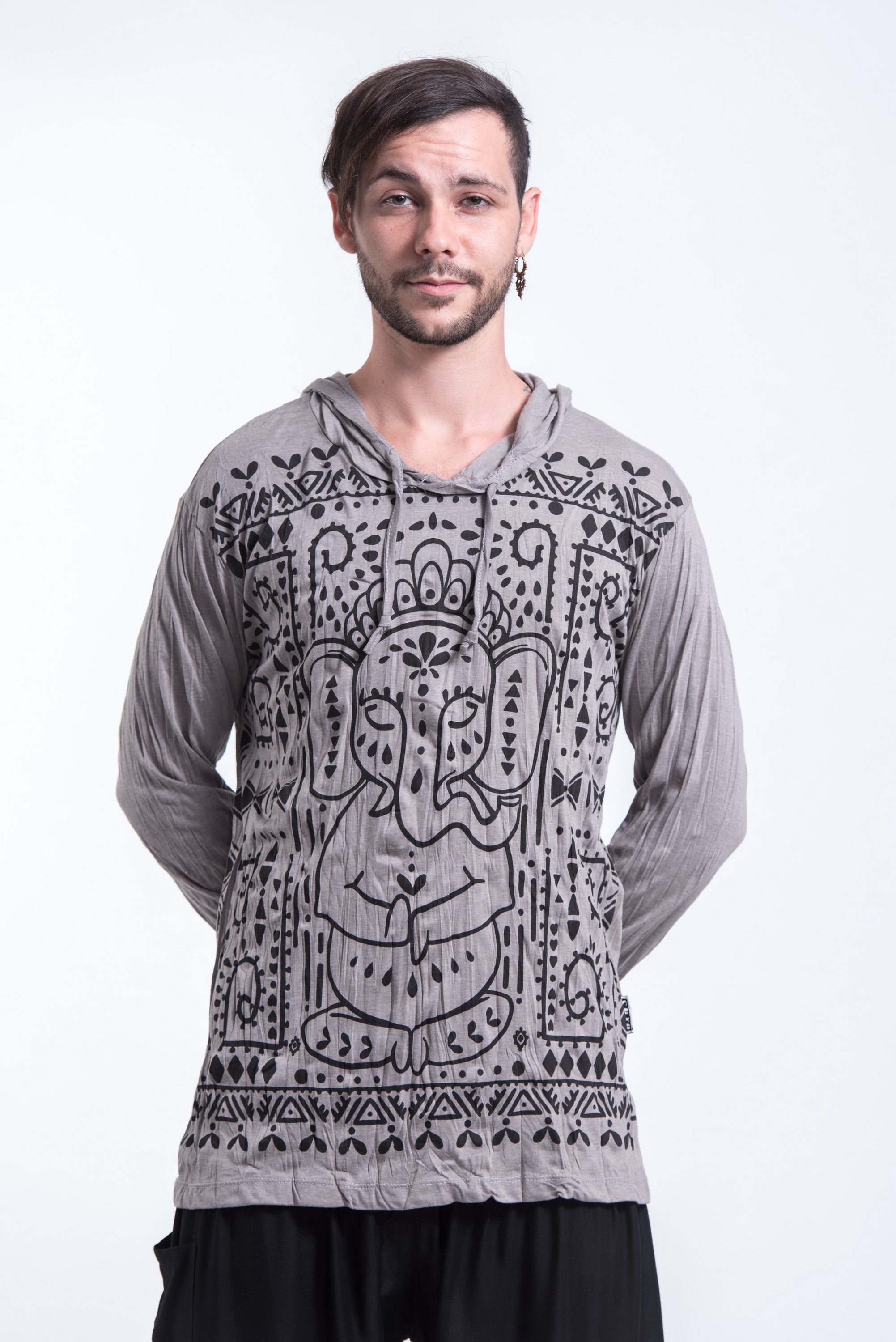 Sure Design Unisex Shanti Ganesha Hoodie Gray