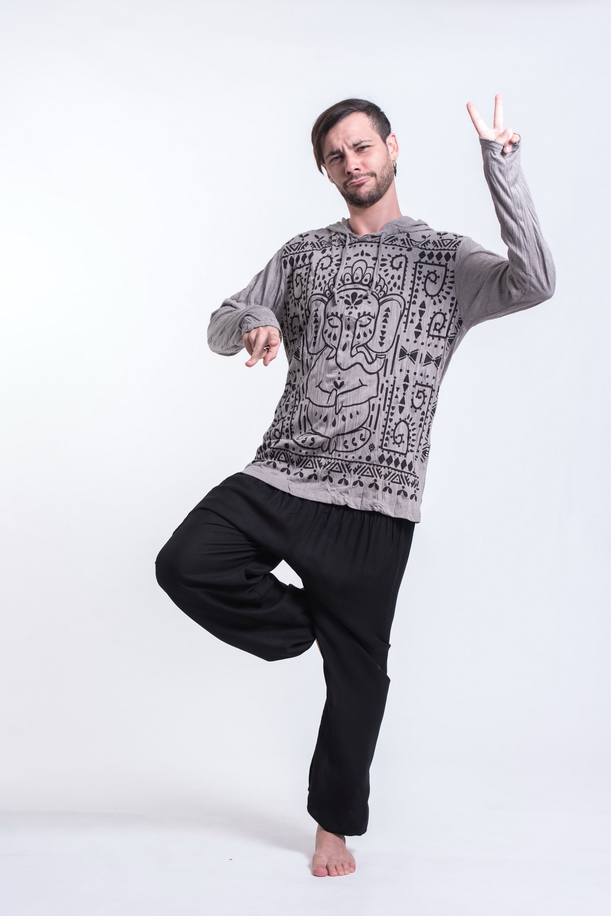 Sure Design Unisex Shanti Ganesha Hoodie Gray