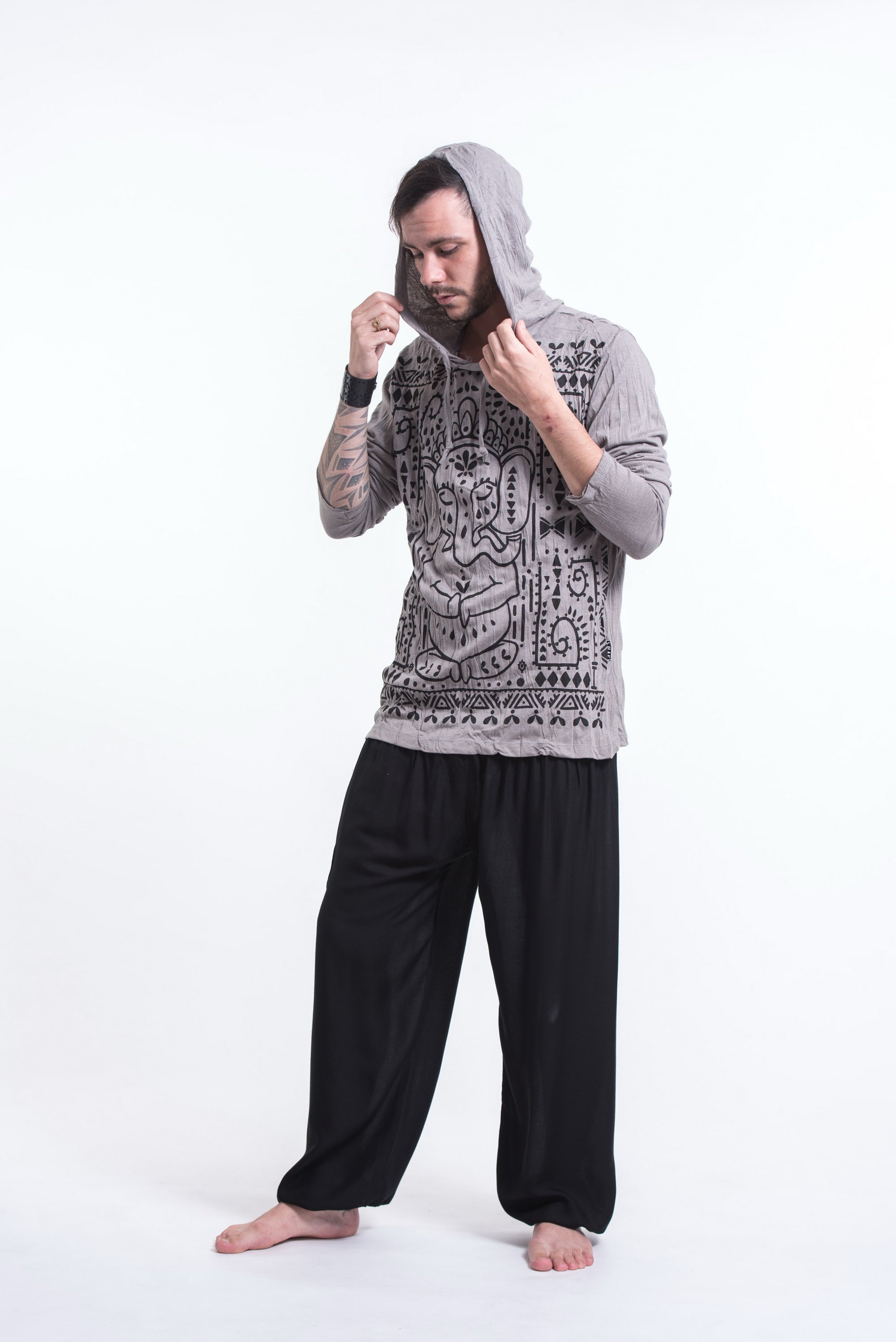 Sure Design Unisex Shanti Ganesha Hoodie Gray