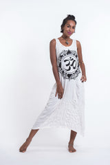 Sure Design Womens Infinitee Ohm Scoop Neck Tank Dress White