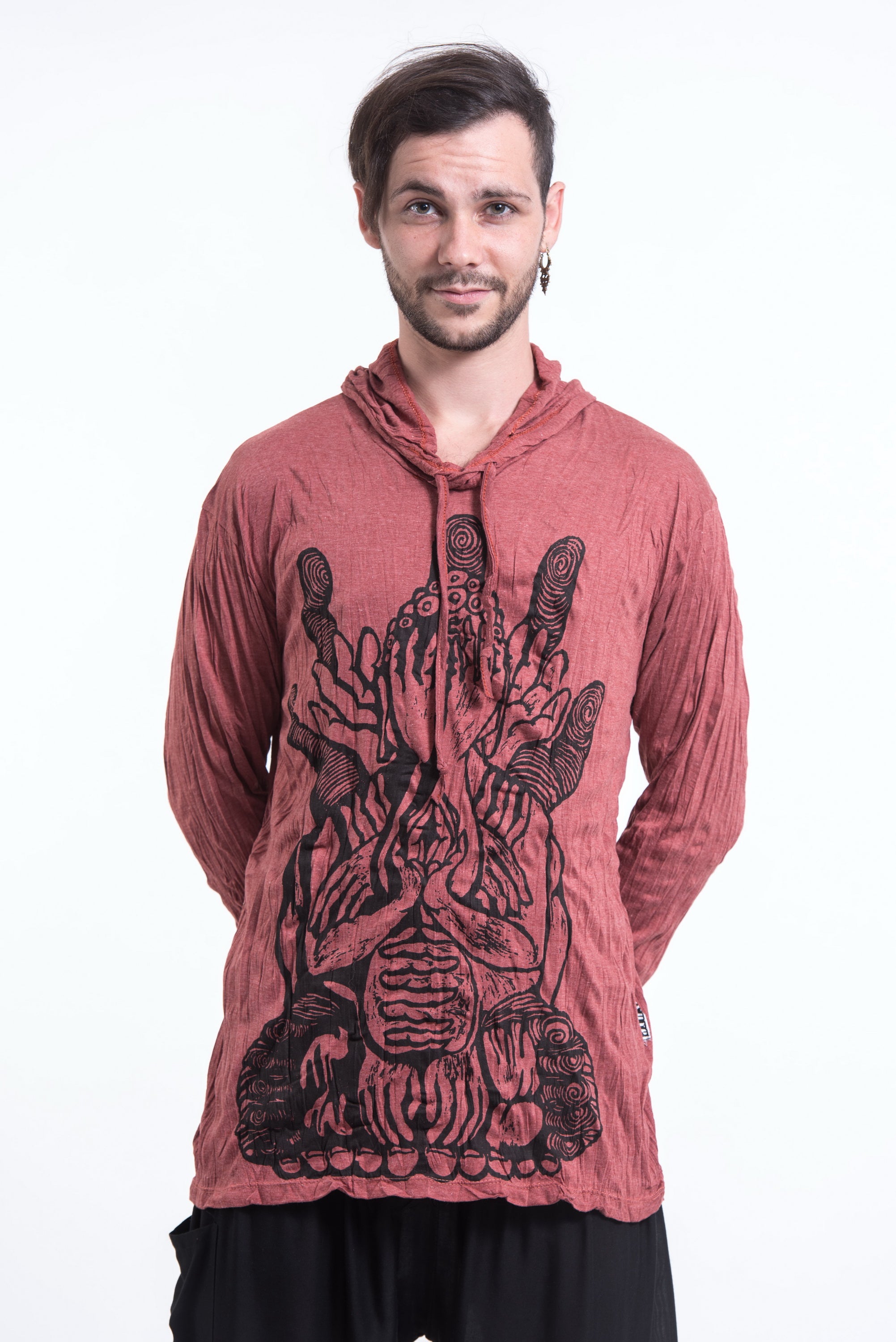 Sure Design Unisex See No Evil Buddha Hoodie Brick