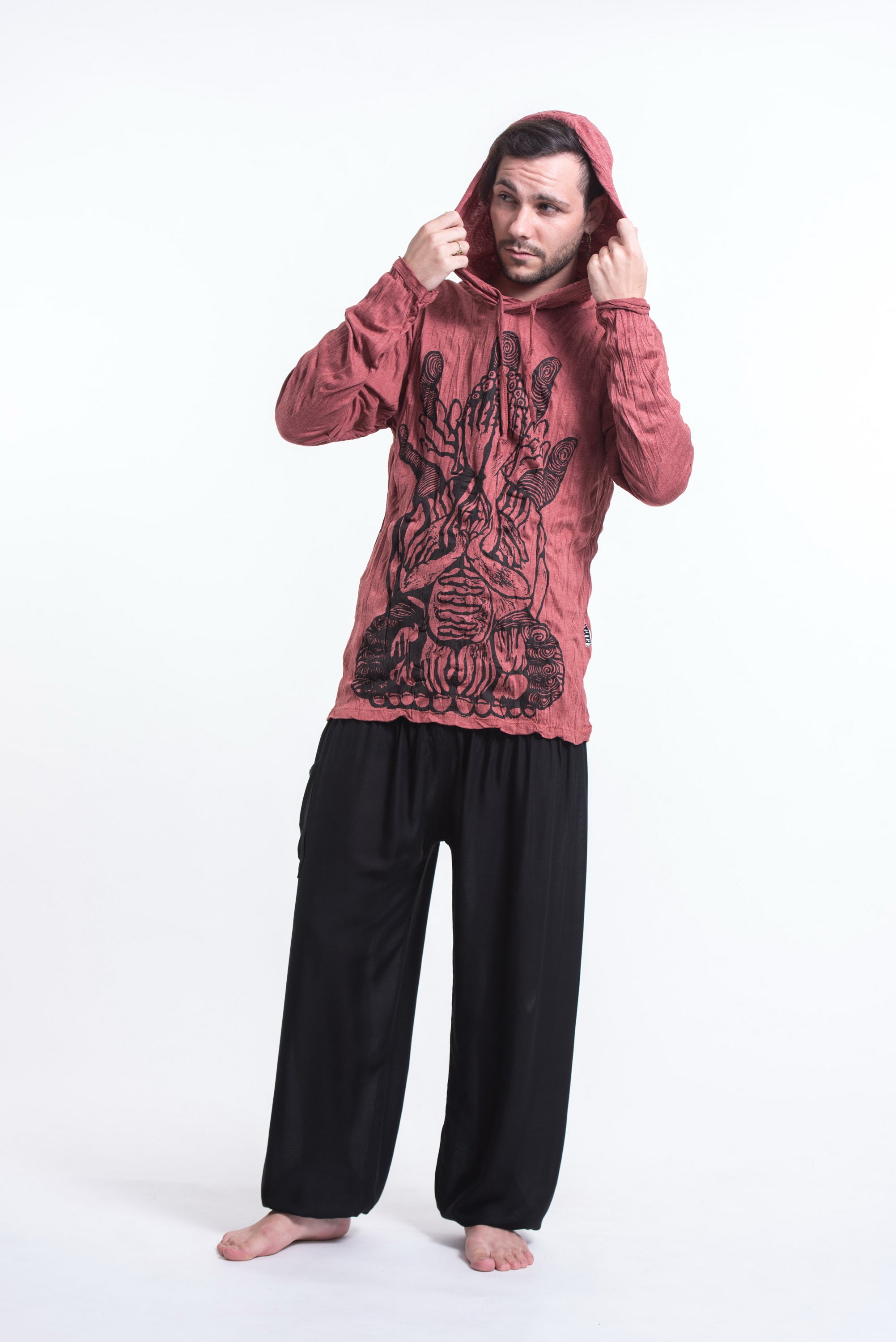 Sure Design Unisex See No Evil Buddha Hoodie Brick