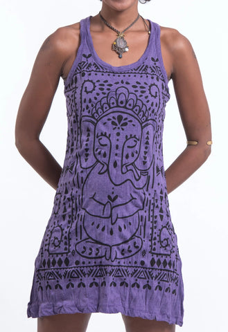 Sure Design Women's Shanti Ganesha Tank Dress Purple