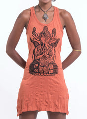 Sure Design Women's See No Evil Buddha Tank Dress Orange