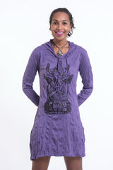 Sure Design Women's See No Evil Buddha Hoodie Dress Purple