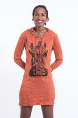 Sure Design Women's See No Evil Buddha Hoodie Dress Orange