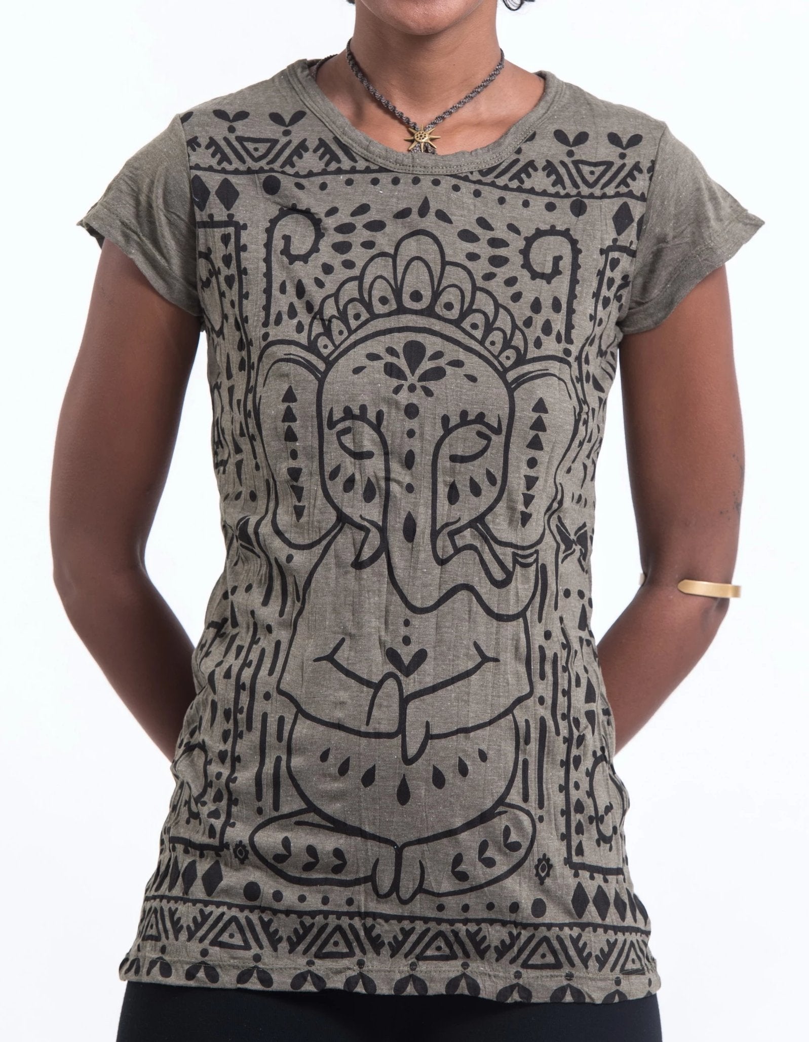 Sure Design Women's Shanti Ganesha T-Shirt Green