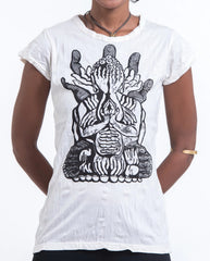 Sure Design Women's See No Evil Buddha T-Shirt White