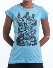 Sure Design Women's See No Evil Buddha T-Shirt Turquoise