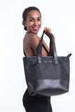 Wholesale Upcycled Tote Bag Rubber Canvas Black - $22.50