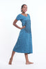 Sure Design Womens Lotus Mandala V Neck Tee Dress Denim Blue