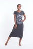 Sure Design Womens Infinitee Ohm V Neck Tee Dress Silver on Black