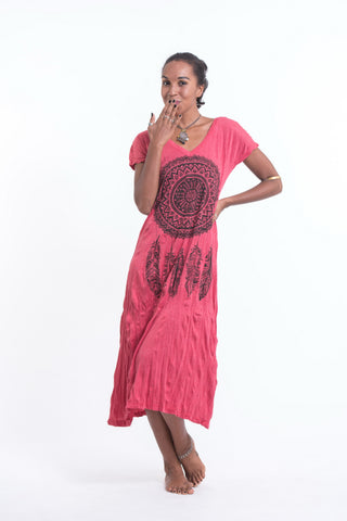 Sure Design Womens Dreamcatcher V Neck Tee Dress Red