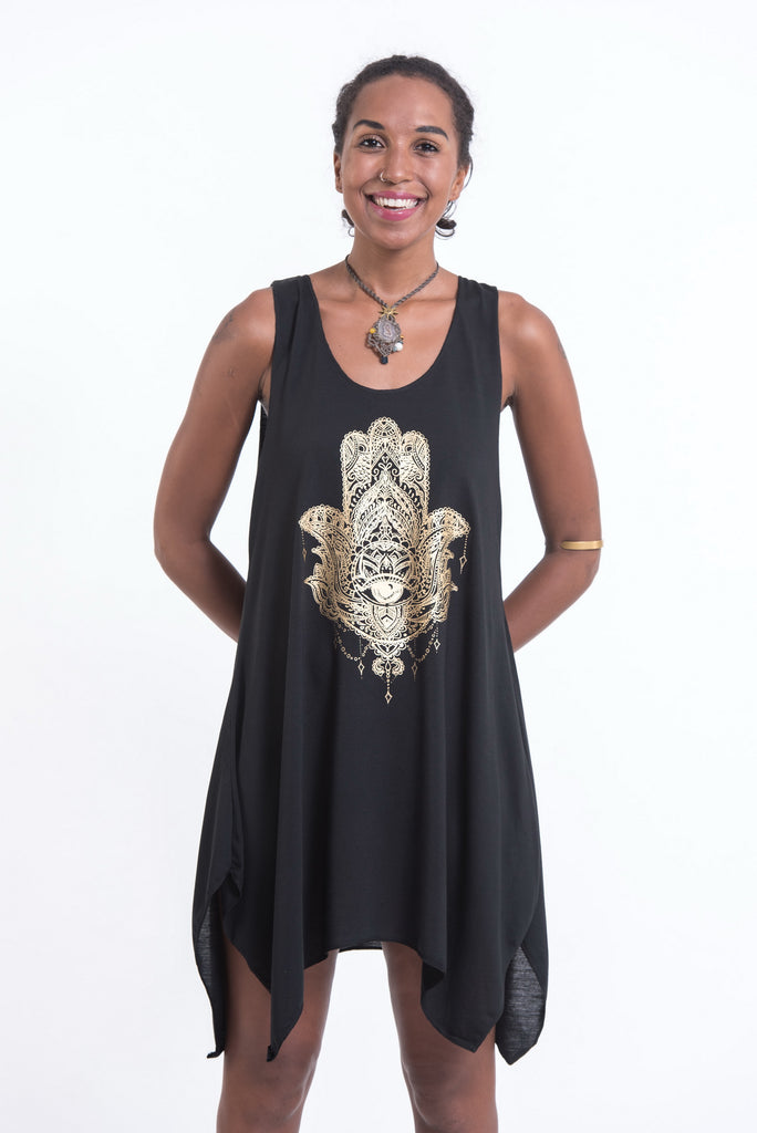 Super Soft Cotton Fatima Hand Tank Dress Gold on Black – Sure Design  Wholesale