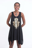 Wholesale Super Soft Cotton Fatima Hand Tank Dress Gold on Black - $8.00