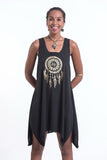 Wholesale Super Soft Cotton Dreamcatcher Tank Dress Gold on Black - $8.00