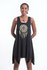 Super Soft Cotton Dreamcatcher Tank Dress Gold on Black