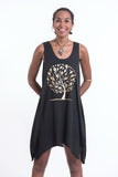 Wholesale Super Soft Cotton Feather Tree Tank Dress Gold on Black - $8.00