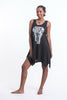 Super Soft Cotton Tribal Elephant Tank Dress Silver on Black