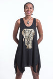 Wholesale Super Soft Cotton Tribal Elephant Tank Dress Gold on Black - $8.00