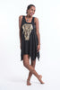 Super Soft Cotton Tribal Elephant Tank Dress Gold on Black