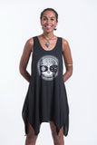 Wholesale Super Soft Cotton Sun Moon Ohm Tree Tank Dress Silver on Black - $8.00