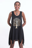 Wholesale Super Soft Cotton Bodhi Tree Tank Dress Gold on Black - $8.00