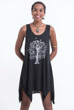 Wholesale Super Soft Cotton Bodhi Tree Tank Dress Silver on Black - $8.00