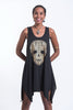 Super Soft Cotton Boho Skull Tank Dress Gold on Black