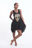 Super Soft Cotton Boho Skull Tank Dress Gold on Black