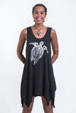 Wholesale Super Soft Cotton Tribal Turtle Tank Dress Silver on Black - $8.00
