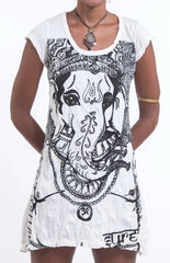 Sure Design Women's Big Face Ganesh Dress White