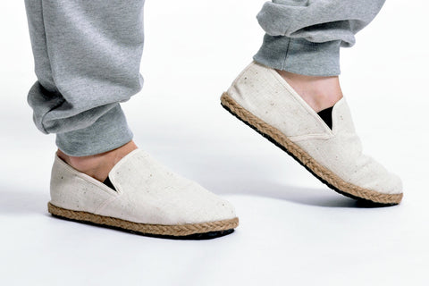 Off White Cotton Slip On Shoes