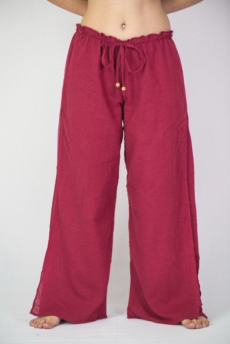 Thai Harem Double Layers Palazzo Pants in Solid Red