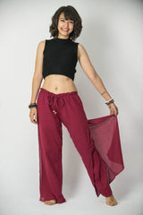 Thai Harem Double Layers Palazzo Pants in Solid Red