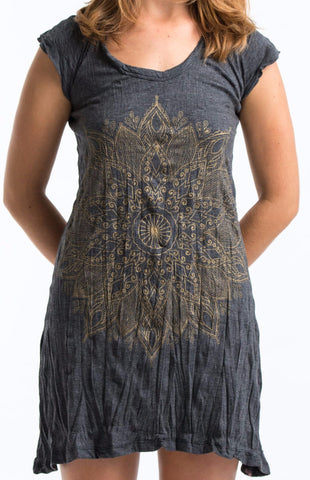 Sure Design Women's Lotus Mandala Dress Gold on Black