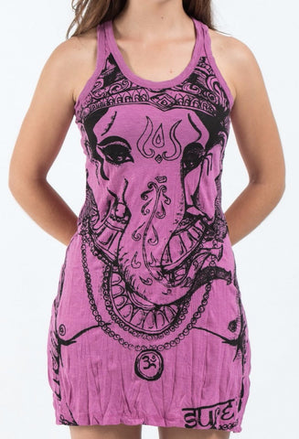 Sure Design Women's Big Face Ganesh Tank Dress Pink