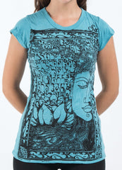 Sure Design Women's Sanskrit Buddha T-Shirt Turquoise