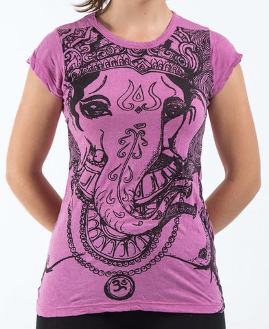 Sure Design Women's Big Face Ganesh T-Shirt Pink