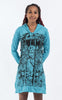 Sure Design Women's Meditation Buddha Hoodie Dress Turquoise